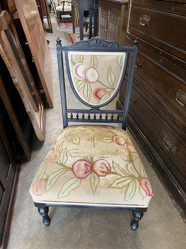 Antique ebonized bedroom chair - antique,