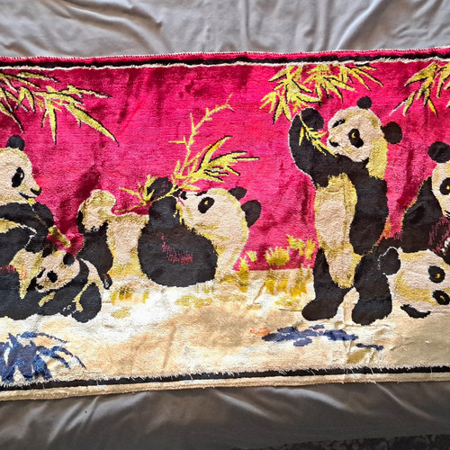 Woven panda textile - panda,