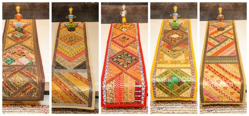 Indian zari table runner - zari, &