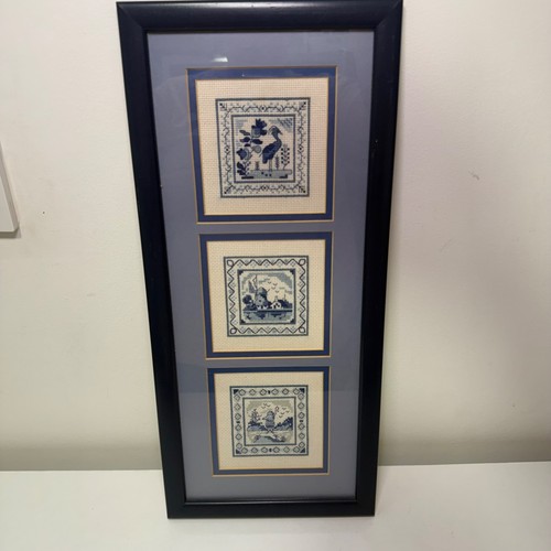 Framed needlepoint embroidery - framed,