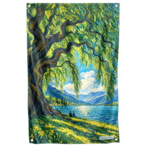 Willow tree lake tapestry - willow,