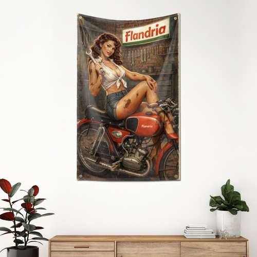 Woman flandria moto retro flag - woman,