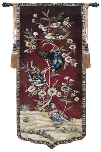 Wild birds flowers woven - birds, &