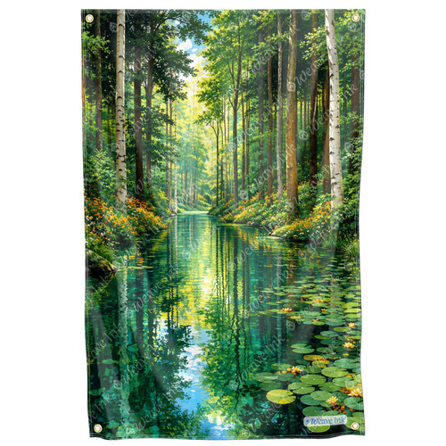 Birch forest river lily - birch,