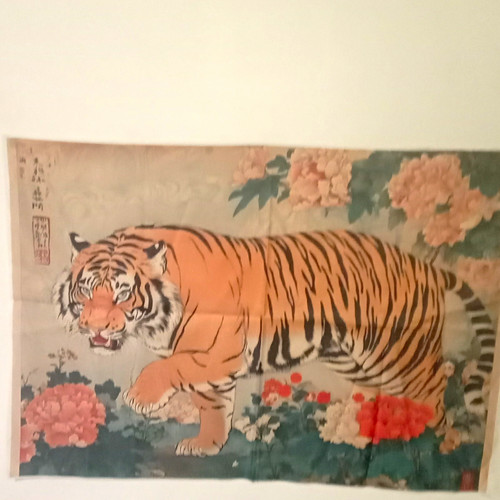 Tiger floral asian tapestry - floral,